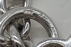 Vintage Sterling Silver Heart Toggle Necklace Chunky 18” 61.8 Grams Monogram
