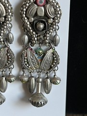 Vtg Ayala Bar Silver Tone Post Chandelier Drop Earrings 3″ Boho Artisan Israeli