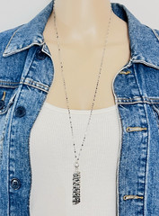 Vintage 925 Italy Sterling Silver Chain Tassel Necklace 32 in