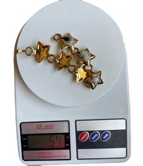 Chunky Gold Star Statement Bracelet Crystal Moon Heart Celestial Link 19cm