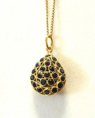 Sapphire Blue Color Gem 14K Yellow Gold Teardrop Pear Shape Pendant Necklace