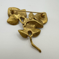 Vintage Leaf Brooch Satin Gold Plated Pewter Mid Century TMC The Museum Company