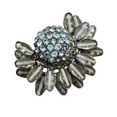 Vintage Rare Unsigned Schreiner New York Brooch Pin Blue Grey Glass Rhinestone