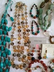 VTG Jewelry Lot Turquoise Green Earthy Colors Boho Necklaces Bracelets Resellers
