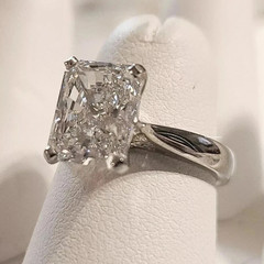 3CT Radiant-Cut Moissanite Solitaire Engagement Ring 14K White Gold Finish Ring