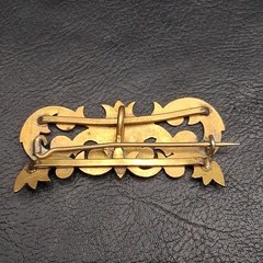 Vintage/Antique Victorian Style Hand Carved C Clasp Brooch Brass. 18.025