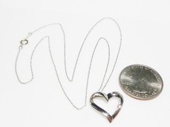 10K WHITE GOLD .05CT DIAMOND HEART DESIGNER FD PENDANT CHAIN NECKLACE 20″