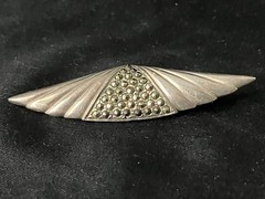 Vintage Marcasite Brooch Geometric Art Deco Revival 925 Sterling Silver 10.5g