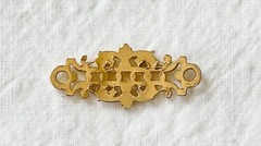 Jewelry Stamping – French raw brass connector w/14K gold plate – 8 pcs.