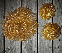Monet Signed Gold Tone Flower Brooch Pin & Clip-On Earrings Jewelry Set