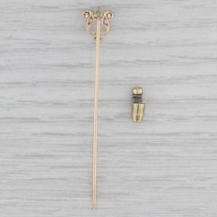 0.48ctw Diamond Stickpin 10k Gold Platinum Antique Pin
