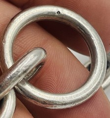Vintage French Sterling Silver Large Oval Link Chain Toggle Bracelet Hermes