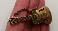 Vintage Soviet guitar brooch made in the USSR, rare