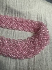 Elegant Vintage Pink Braided Style Statement Choker Glass Beads