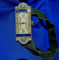 ORIGINAL Art Deco Raymond YARD Antique Diamond Sapphire Platinum Gatby era Watch