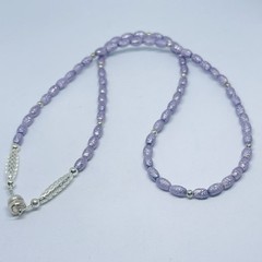 Fab 1950s Lavender Freshwater Pearls Necklace Orate Magnetic Clasp Japan VTG