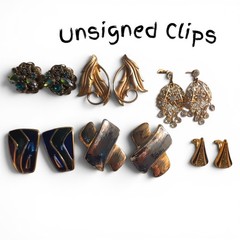 Vintage Monet Trifari Avon Lisner Clip Earring Lot Of 15 (9 Signed)