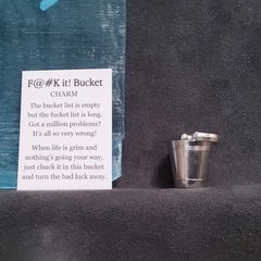 Pocket Token Silver Bucket Charm “F@#K it!” Mini Metal Bucket w/ Card & Bag