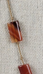 Vintage Green Opal And Carnelian Cord Necklace 21 In Hook Clasp