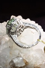 9.38ct Green Amethyst Praisiolite Cocktail Ring 14k White Gold with Diamonds