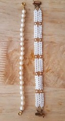 Vintage Lot Of 2 Beaded Bracelets (Faux Pearl & Seed Bead)