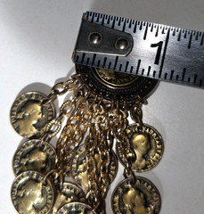 Vintage Signed BLANCA Runway Clip Long Drop Gold Tone Round Faux Coins Etruscan