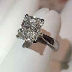 3CT Radiant-Cut Moissanite Solitaire Engagement Ring 14K White Gold Finish Ring