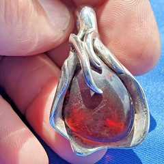 Original VERY LARGE 24 Grams Baltic AMBER Hand made 925 STERLING SILVER Pendant