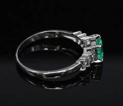 Fine Vintage 0.60ct Colombian Emerald & 0.20ct Diamond Platinum Ring Size 7