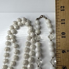H3 Lot lucite crystals white resin beaded acrylic 70s Vintage retro necklace 24”