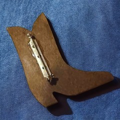 Cowboy Boot Brooch Figural Western Style Enamel Resin Pin Vintage Novelty
