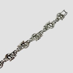 Vintage Trifari Silver Tone Clear Rhinestone Scallop Scroll Bracelet 1955 -1969