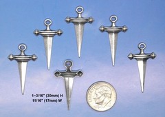 #0135 ANTIQUED STERLING SILVER PLATED CELTIC SWORD W/TOP HANG RING – 12 Pc Lot