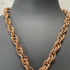 VTG REBAJES Artisan Stunning Signed Copper Oak Leaves Round Pendant & Chain 22″