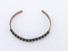 6.5″ Vintage WM Wheeler Turquoise Gemstone Copper Cuff Native Mexico Bracelet