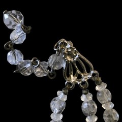 Vintage 3 Strand Crystal Glass Choker Necklace Clear Gray Faceted Beads 12–15″