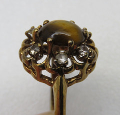 Vintage Uncas Mfg Co 14Kt HGE Electroplated Ladies Tiger Eye Size 6 Ring