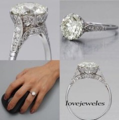 Lab-Created 3.20CT Round Cut Diamond Antique & Vintage Ring 14K White Gold Over