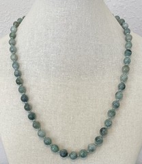 Vintage Jade Graduated Stamped Silver Hand Knotted Necklace For Women￼