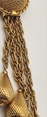 Vintage Gold Tone Lariat Necklace Adjustable Slider Bead Tassel Drop Statement