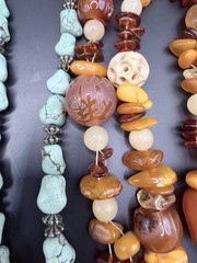Vintage Lot 7 Stone Gemstone Necklaces Amber Amethyst Turquoise Sodalite Shell
