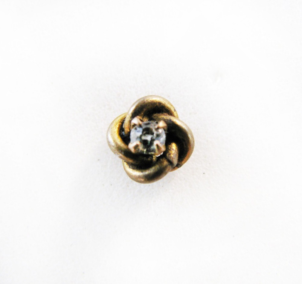 Neat Little Vintage Gold Filled Rhinestone Shirt Stud Button Link