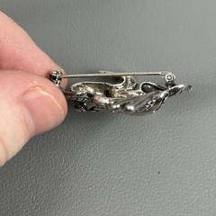 Vintage TH Thailand Sterling Silver & Brass Frog Animal Brooch Pin Textured 10g