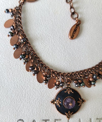 SATELLITE PARIS VINTAGE LEATHER W/ SEMI PRECIOUS STONE & PEARLS BRACELET