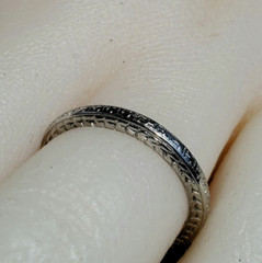 ORIGINAL Art Deco Wedding Band 18K WHITE GOLD Antique Anniversary Ring Size 6.5