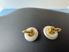 Vintage Signed NAPIER White Ball Round Shape Clip-On Earrings