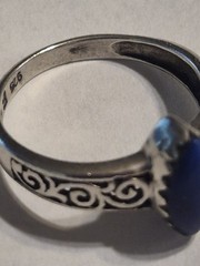 Vtg925 Sterling Silver Lapis Lazuli Marquise Filigree Statement Ring 2.6g Sz 5.5