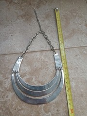 Mid Century Modern Style Silver Tone Bib Necklace Adjustable Length