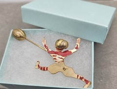 Vintage Sports Stick Pin Brooch Whimsical Football Player c1940s Funny Tie Lapel