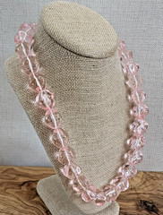 Vintage Pink Molded Resin Pools of Light Necklace • Glamorous Beads Screw Clasp